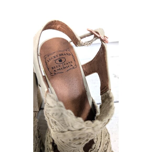 90s Lucky Brand  open toe high platform crochet wedge espadrille sandals - Picture 7 of 9